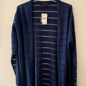 Saks Fifth Avenue Navy Sheer Striped Jacket